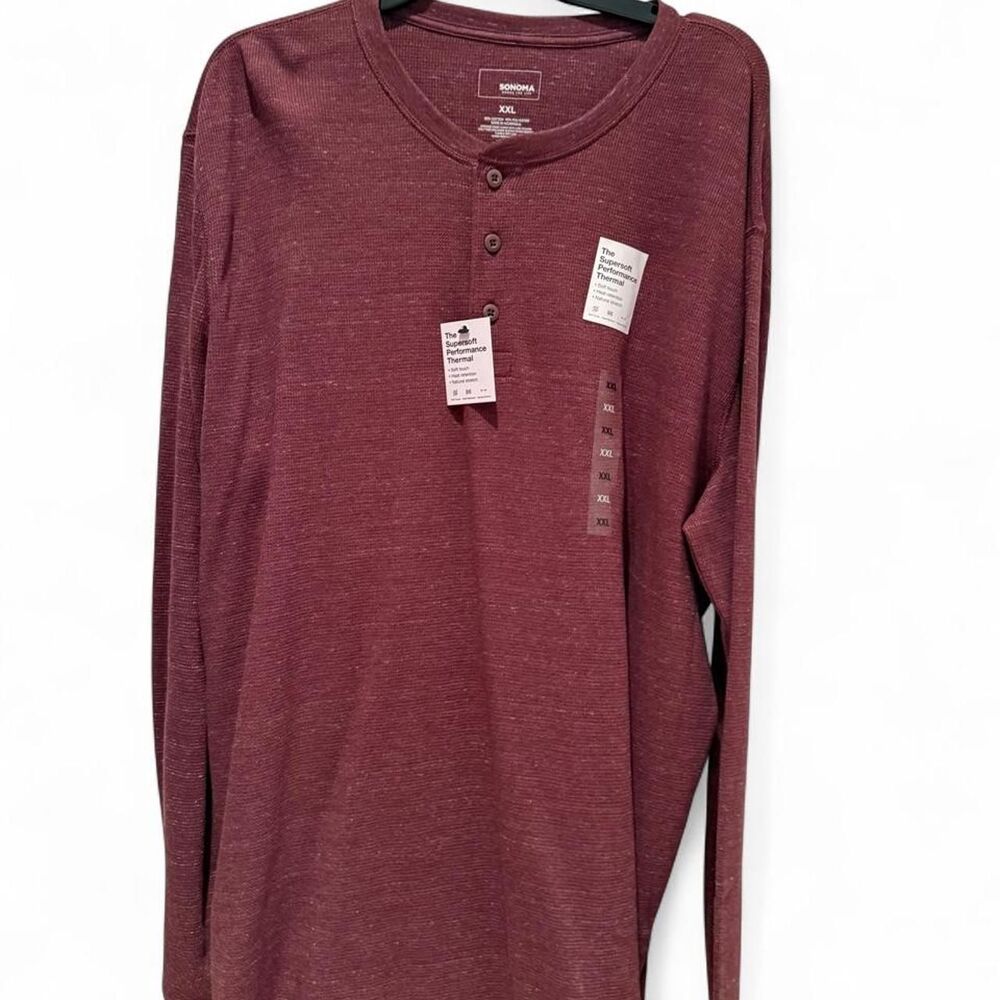 Sonoma Men's Red and Burgundy Shirt